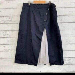 Diegrap Pleated Panel Long Skirt Navy